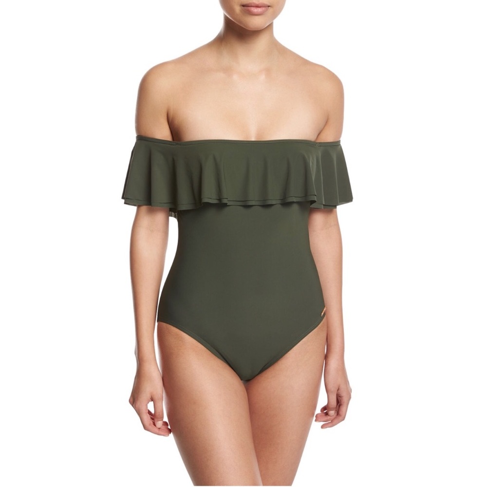Michael Kors one piece off the shoulder swimsuit